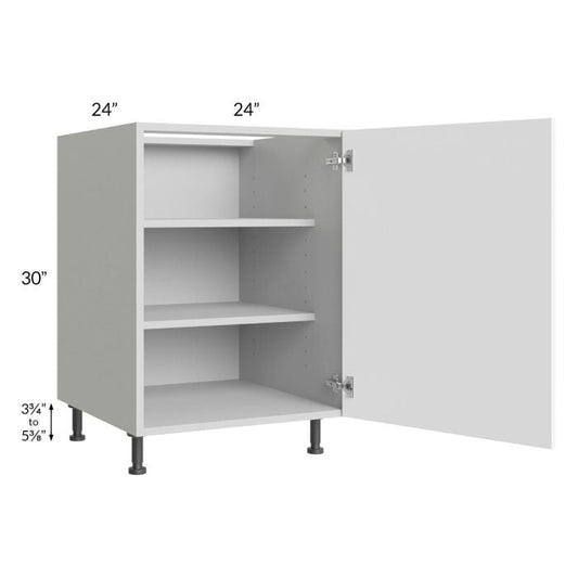 RTA Milan White Matte 24" Full Height Door Base Cabinet (1 door)-Right Hinged with 2 Finished Sides and 1 Roll Out Tray
