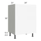 RTA Milan White Matte 24" Full Height Door Vanity Sink Base Cabinet (1 door)-Right Hinged