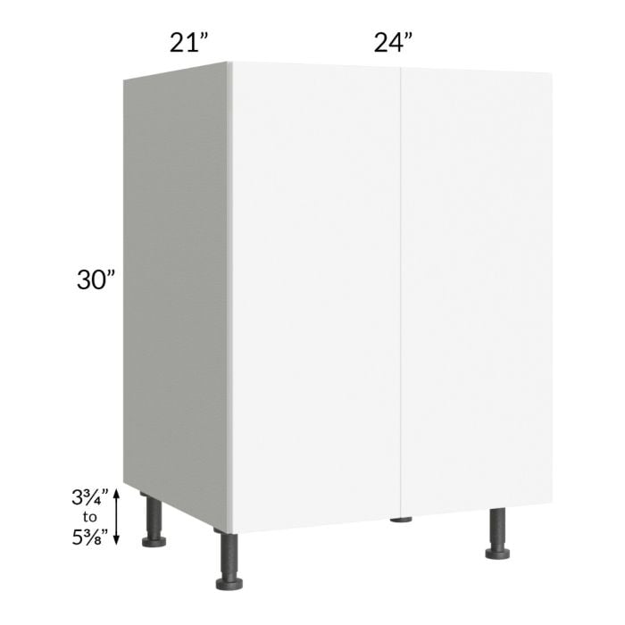 RTA Milan White Matte 24" Full Height Door Vanity Sink Base Cabinet with 1 Finished Side