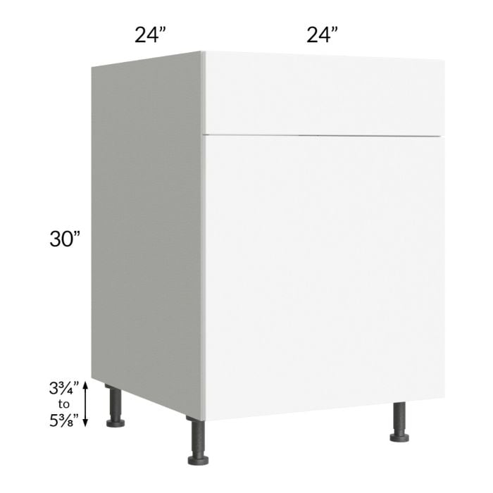 RTA Milan White Matte 24" Sink Base Cabinet (1 door)-Right Hinged