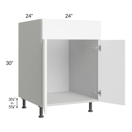 RTA Milan White Matte 24" Sink Base Cabinet with 1 Finished Side and Sink Tilt-Out