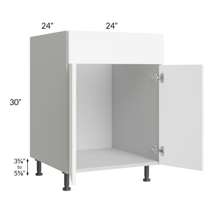 RTA Milan White Matte 24" Sink Base Cabinet with 1 Finished Side