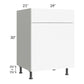 RTA Milan White Matte 24" Vanity Sink Base Cabinet (1 door)-Right Hinged with 1 Finished Side
