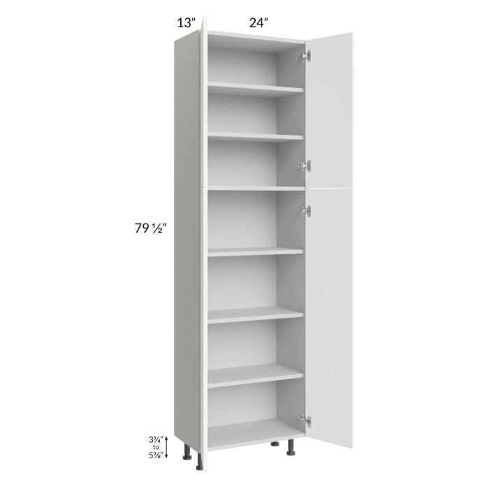 RTA Milan White Matte 24" x 13" x 84" Pantry Cabinet (4 doors, 13" depth)