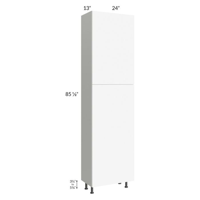RTA Milan White Matte 24" x 13" x 90" Pantry Cabinet (2 doors, 13" depth) with 2 Finished Sides