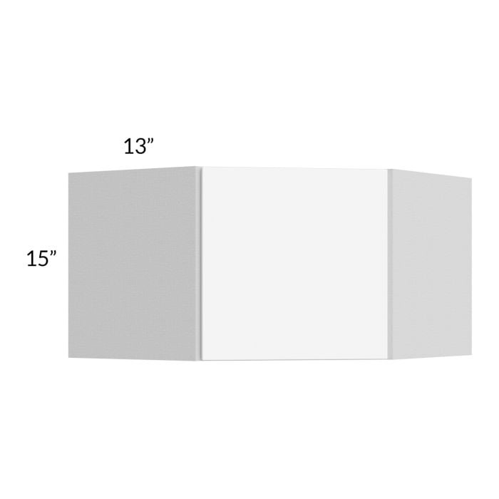 RTA Milan White Matte 24" x 15" Diagonal Corner Wall Cabinet-Left Hinged with 1 Finished End Panel