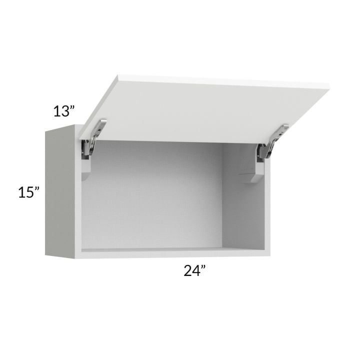 RTA Milan White Matte 24" x 15" Lift-Up Door Wall Cabinet with 1 Finished End Panel