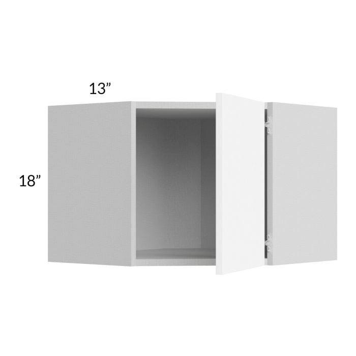 RTA Milan White Matte 24" x 18" Diagonal Corner Wall Cabinet-Left Hinged
