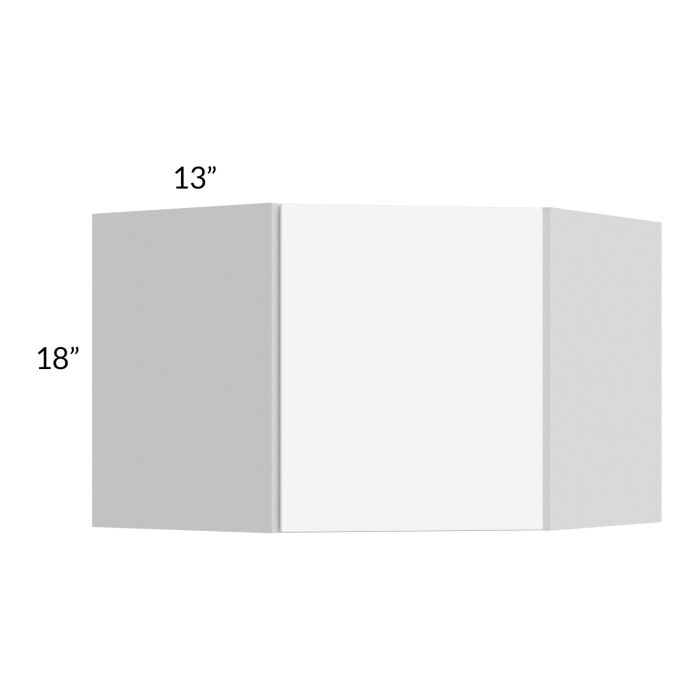 RTA Milan White Matte 24" x 18" Diagonal Corner Wall Cabinet-Right Hinged with 1 Finished End Panel