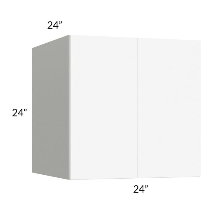 RTA Milan White Matte 24" x 24" x 24" Wall Cabinet with 1 Finished End Panel