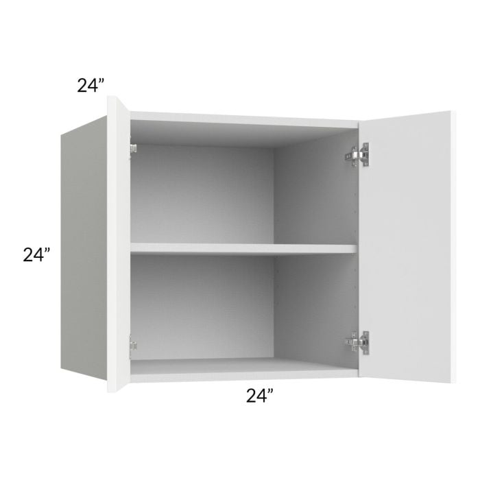 RTA Milan White Matte 24" x 24" x 24" Wall Cabinet with 1 Finished End Panel