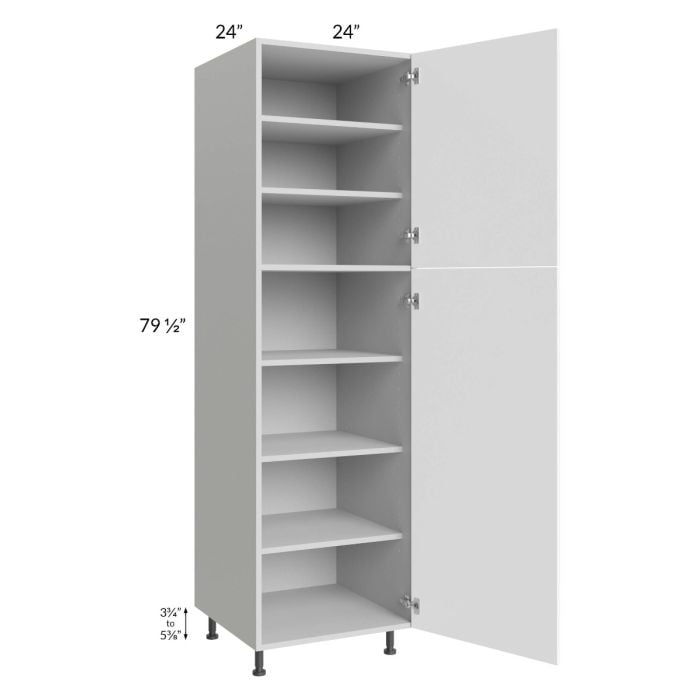 RTA Milan White Matte 24" x 24" x 84" Pantry Cabinet (2 doors, 24" depth) with 1 Roll Out Tray