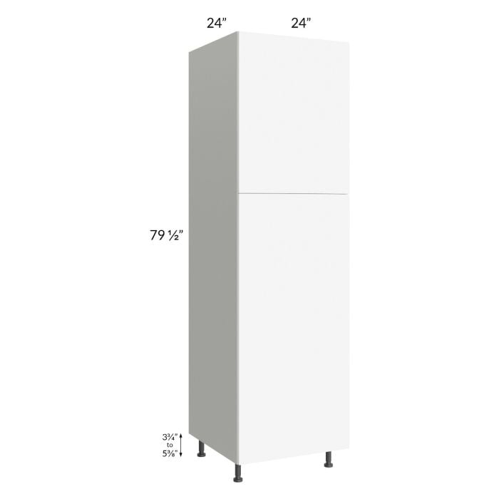 RTA Milan White Matte 24" x 24" x 84" Pantry Cabinet (2 doors, 24" depth) with 2 Roll Out Trays
