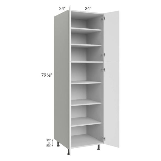 RTA Milan White Matte 24" x 24" x 84" Pantry Cabinet (4 doors, 24" depth) with 2 Finished Sides
