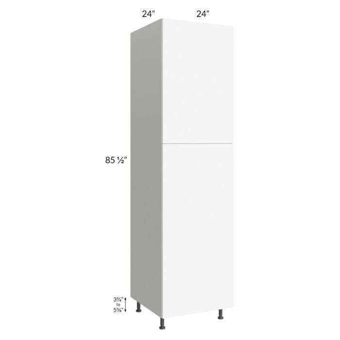 RTA Milan White Matte 24" x 24" x 90" Pantry Cabinet (2 doors, 24" depth) with 2 Finished Sides and 1 Roll Out Tray