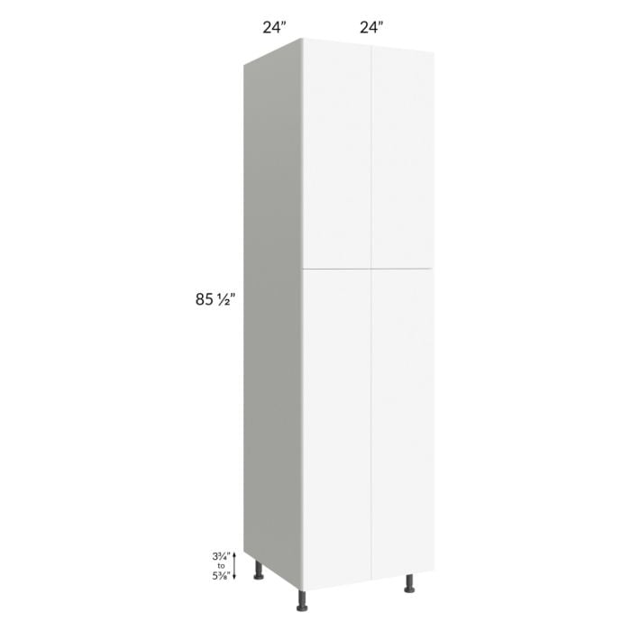 RTA Milan White Matte 24" x 24" x 90" Pantry Cabinet (4 doors, 24" depth) with 2 Finished Sides and 1 Roll Out Tray