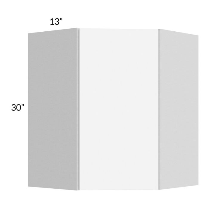 RTA Milan White Matte 24" x 30" Diagonal Corner Wall Cabinet-Right Hinged