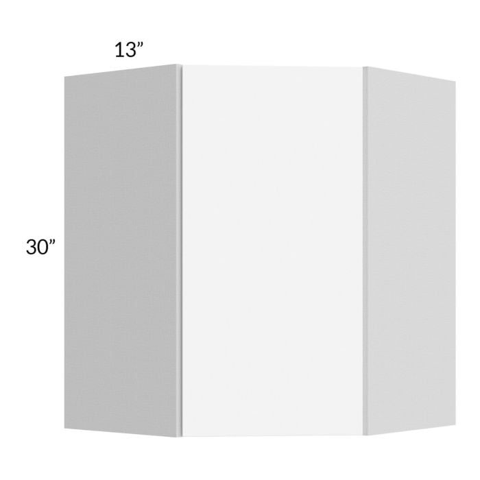 RTA Milan White Matte 24" x 30" Diagonal Corner Wall Cabinet-Right Hinged with 2 Finished End Panels