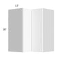 RTA Milan White Matte 24" x 30" Square Corner Wall Cabinet-Left Hinged with 1 Finished End Panel