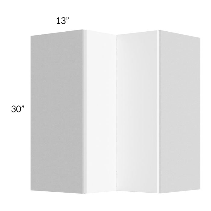 RTA Milan White Matte 24" x 30" Square Corner Wall Cabinet-Left Hinged with 2 Finished End Panels