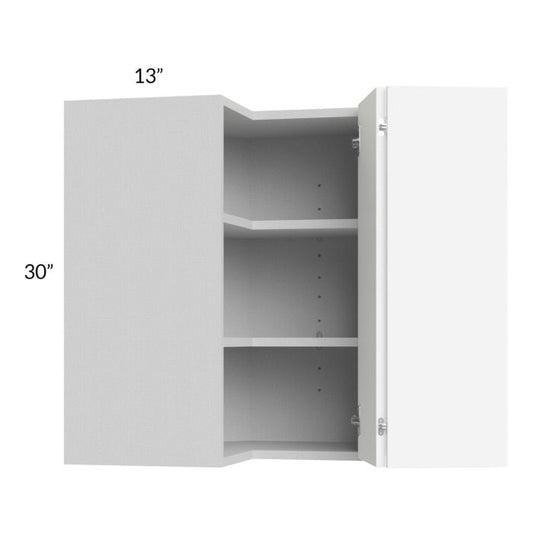 RTA Milan White Matte 24" x 30" Square Corner Wall Cabinet-Left Hinged