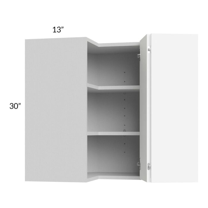 RTA Milan White Matte 24" x 30" Square Corner Wall Cabinet-Right Hinged with 2 Finished End Panels