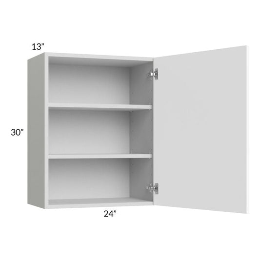 RTA Milan White Matte 24" x 30" Wall Cabinet (1 door)-Left Hinged with 1 Finished Side