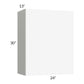 RTA Milan White Matte 24" x 30" Wall Cabinet (1 door)-Right Hinged with 1 Finished Side