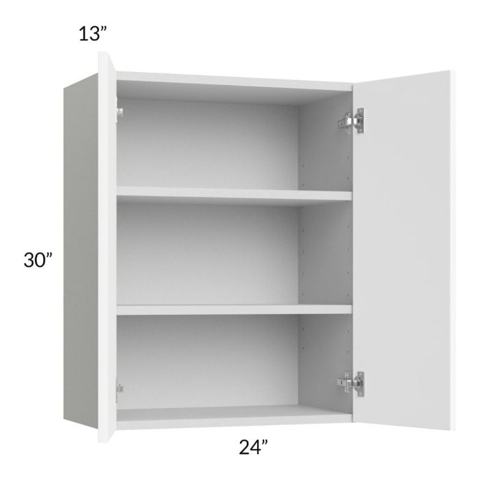 RTA Milan White Matte 24" x 30" Wall Cabinet with 1 Finished End Panel