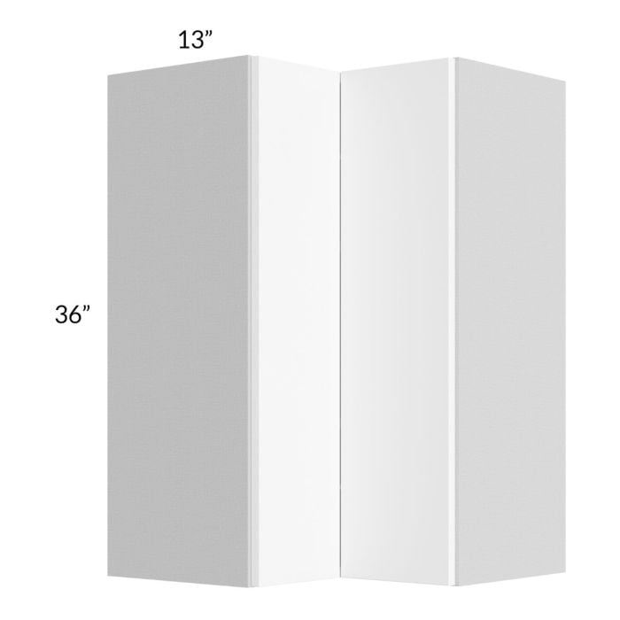 RTA Milan White Matte 24" x 36" Square Corner Wall Cabinet-Left Hinged with 2 Finished End Panels
