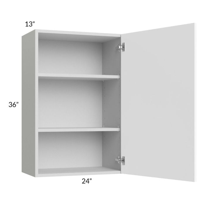 RTA Milan White Matte 24" x 36" Wall Cabinet (1 door)-Left Hinged with 1 Finished Side