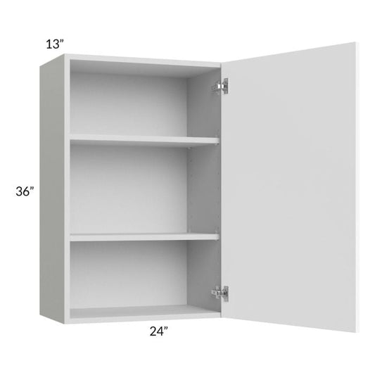 RTA Milan White Matte 24" x 36" Wall Cabinet (1 door)-Left Hinged with 1 Finished Side