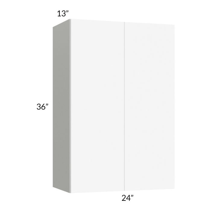 RTA Milan White Matte 24" x 36" Wall Cabinet with 1 Finished End Panel