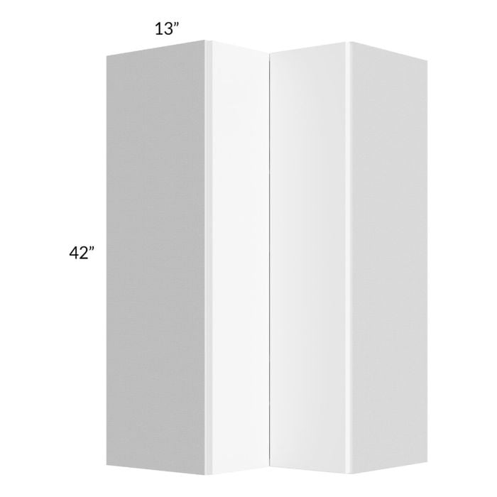 RTA Milan White Matte 24" x 42" Square Corner Wall Cabinet-Right Hinged with 1 Finished End Panel