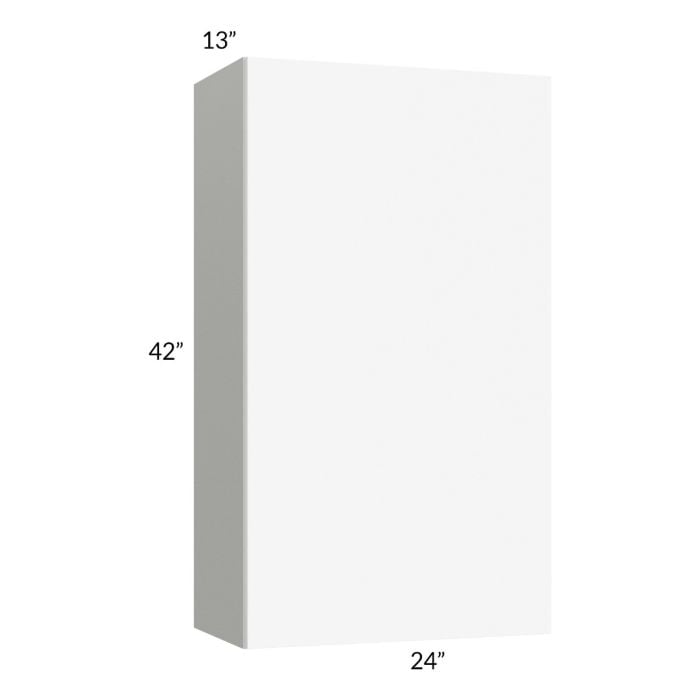 RTA Milan White Matte 24" x 42" Wall Cabinet (1 door)-Left Hinged with 1 Finished Side