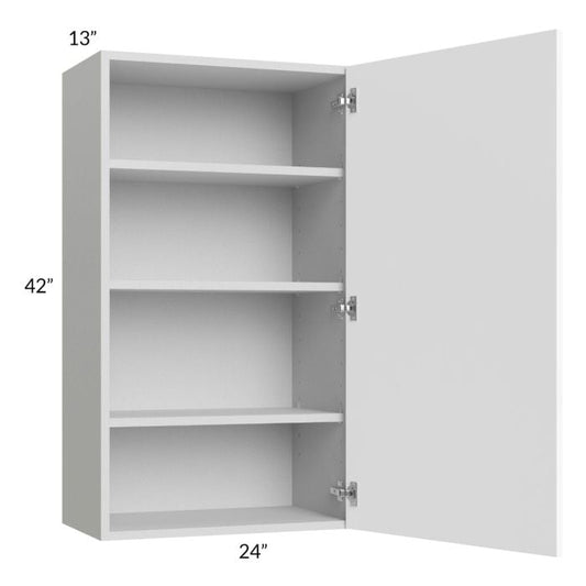 RTA Milan White Matte 24" x 42" Wall Cabinet (1 door)-Left Hinged with 1 Finished Side