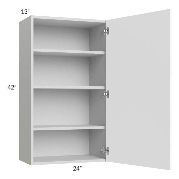 RTA Milan White Matte 24" x 42" Wall Cabinet (1 door)-Left Hinged with 2 Finished Sides