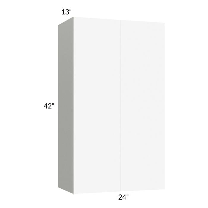 RTA Milan White Matte 24" x 42" Wall Cabinet with 1 Finished End Panel