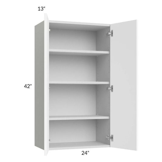 RTA Milan White Matte 24" x 42" Wall Cabinet with 1 Finished End Panel