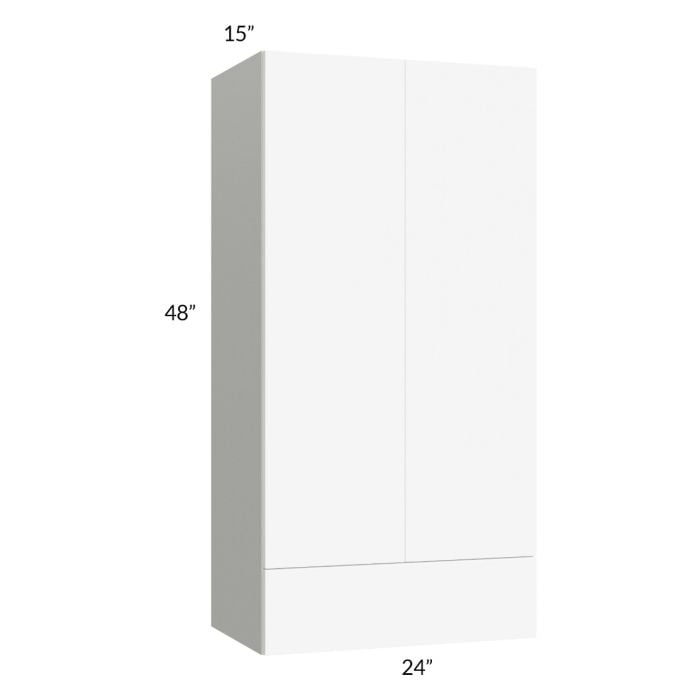 RTA Milan White Matte 24" x 48" x 15" Wall Cabinet Hinged with Drawers and 2 Finished End Panels