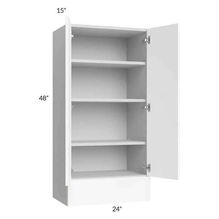 RTA Milan White Matte 24" x 48" x 15" Wall Cabinet Hinged with Drawers and 2 Finished End Panels
