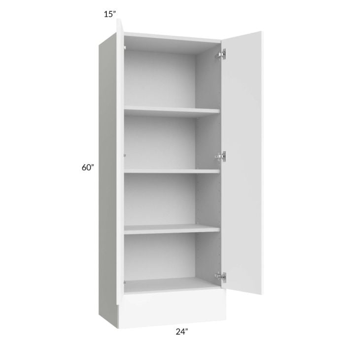 RTA Milan White Matte 24" x 60" x 15" Wall Cabinet Hinged with Drawers and 1 Finished End Panel