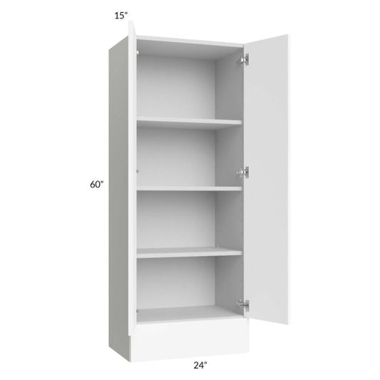 RTA Milan White Matte 24" x 60" x 15" Wall Cabinet Hinged with Drawers and 1 Finished End Panel