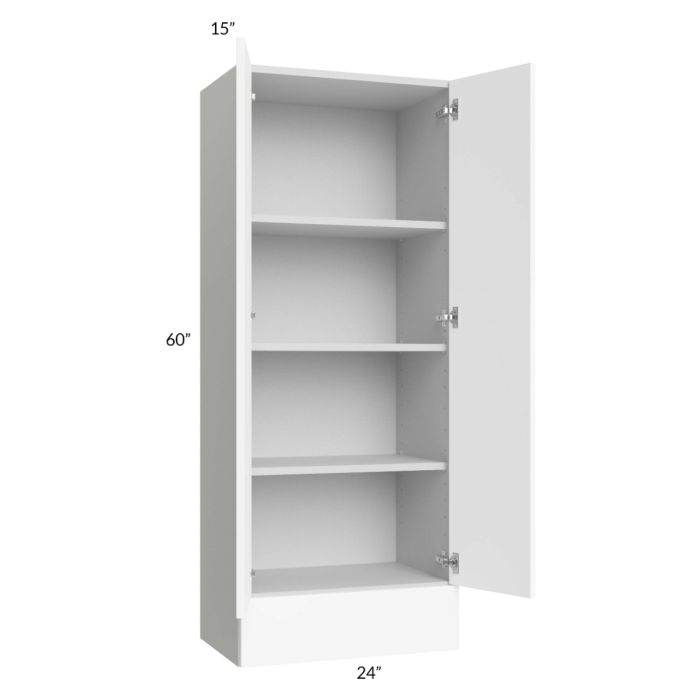 RTA Milan White Matte 24" x 60" x 15" Wall Cabinet Hinged with Drawers and 2 Finished End Panels