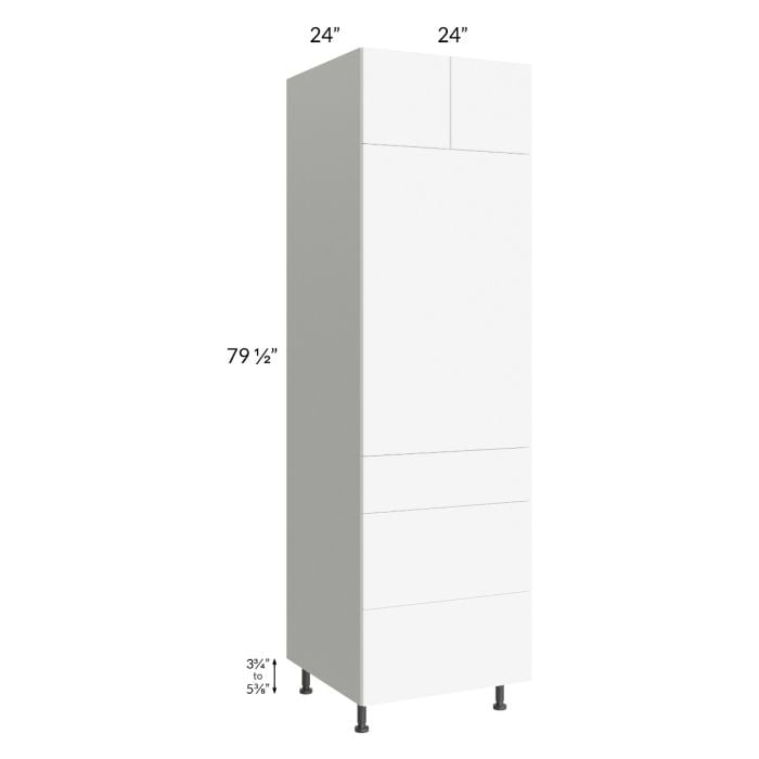 RTA Milan White Matte 24" x 84" Single Oven Cabinet with 3 Drawers