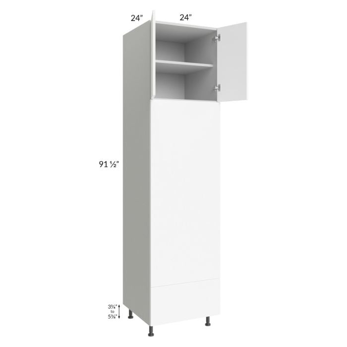RTA Milan White Matte 24" x 96" Double Oven Cabinet with 1 Finished Side
