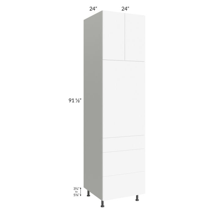 RTA Milan White Matte 24" x 96" Single Oven Cabinet with 3 Drawers