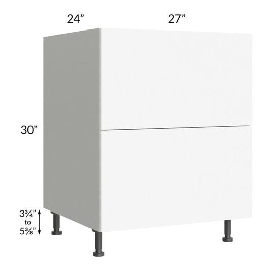 RTA Milan White Matte 27" 2-Drawer Base Cabinet with 1 Finished Side