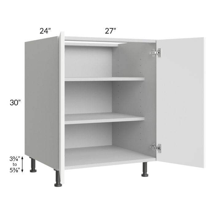RTA Milan White Matte 27" Full Height Door Base Cabinet with 1 Finished Side and 1 Roll Out Tray