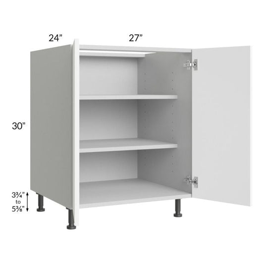 RTA Milan White Matte 27" Full Height Door Base Cabinet with 1 Finished Side and 1 Roll Out Tray